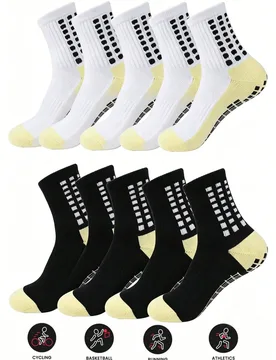 Pares/10 pares de calcetines de fútbol con suela de goma antideslizante para hombres, calcetines deportivos, set de 2 piezas/4 piezas/6 piezas/8 piez - Shein - FashionsVida