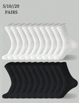 Par/3 Pares/5 Pares/6 Pares/10 Pares/12 Pares/18 Pares/20 Pares/30 Pares/40 Pares Calcetines Gruesos Negros y Blancos para Hombre de Invierno, de Moda