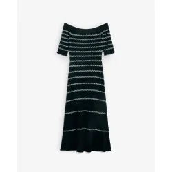 Vestido midi texturado a rayas