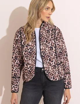 Printed Quilted Jacket - Brown - Size: 22 - Klass. - FashionsVida