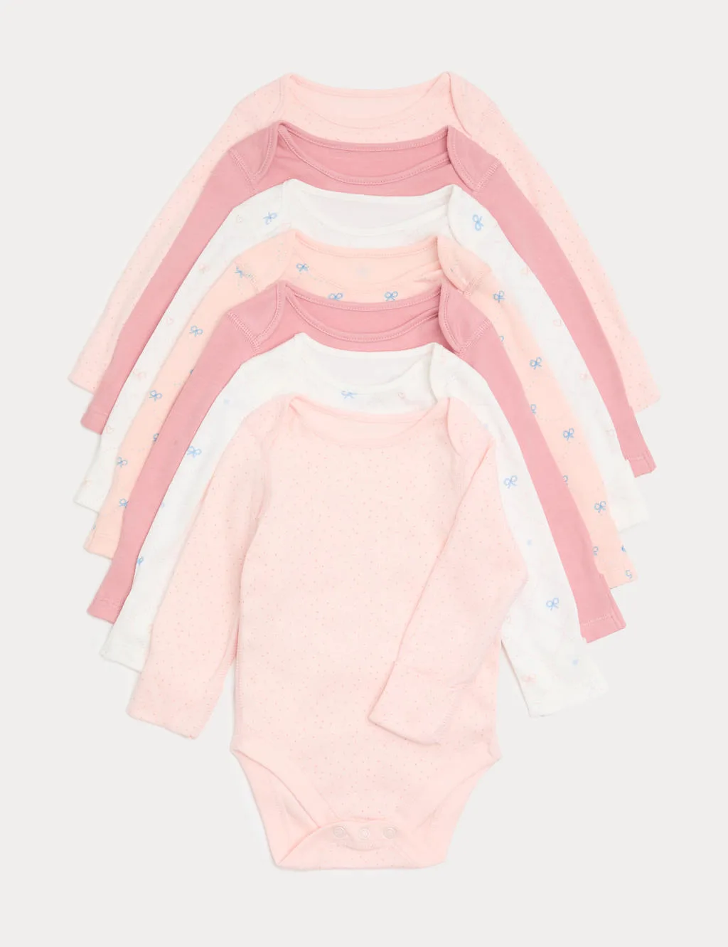 Pack Pure Cotton Bow Bodysuit (0-3 Yrs) Apricot Mix Female - M&S - FashionsVida