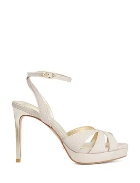 Leather Crossover Stiletto Heel Sandals Gold female - Dune london - FashionsVida