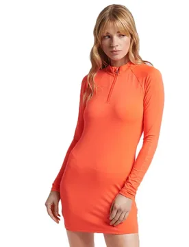 Vestito A Maniche Lunghe Code Sl Bodycon Hyper Fire Coral XS - Superdry - FashionsVida