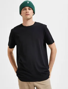T-shirt nera tinta unita in puro cotone dal taglio dritto - Homme - FashionsVida