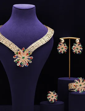 HIBRIDE 2025 New Heartbeat Flower Necklace Earrings Bracelet Women's Dress Light Luxury Jewelry Set Wedding Ball Gift S-1005 - Aliexpress - FashionsVida