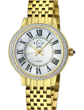 Astor III, Swiss Quartz Watch, White MOP Dial, 316L Stainless Steel, & Sapphire Crystal - Gold - Size: One Size - GV2 - FashionsVida
