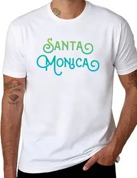 Santa Monica California Ocean Wave Typographic Design T-Shirt man t shirts for men casual t shirts for man slim fit T-Shirt - Aliexpress - FashionsVida