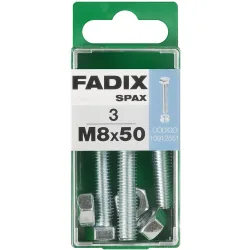 Tornillo Cabeza Hexagonal + Tuerca M8 x 50 mm - Caja 3 Uds