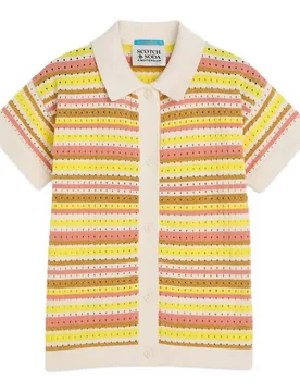 Pull à Manches Courtes 182096 Stripe Blazing Yellow 14 Années Fille - Scotch & Soda - FashionsVida