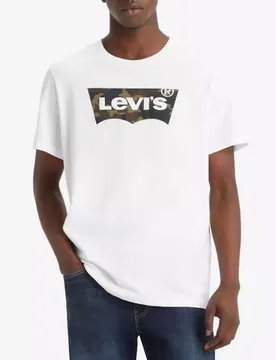 T-shirt mezza manica Levi's bianca con stampa logo batwing camouflage - Levis - FashionsVida