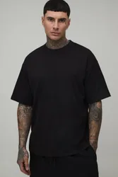 Herren Großes Oversized Basic T-Shirt Black Größe Medium
