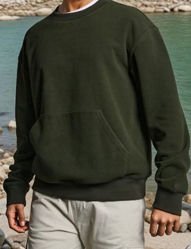 Felpa girocollo - verde scuro