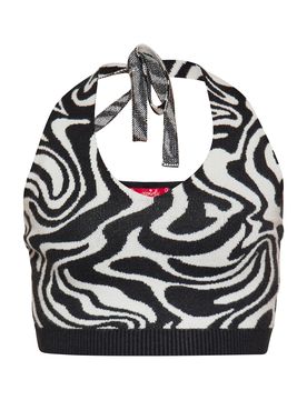 Swirly Top de punto negro / blanco