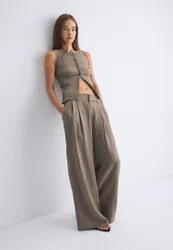 Rustikale, verstellbare Super-Wide-Leg-Hose Braun 36