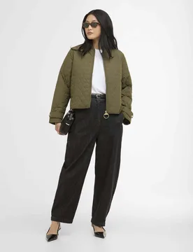 Giacca trapuntata a rombi Whillan verde militare con zip frontale - Barbour - FashionsVida