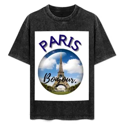 Paris T-Shirt Basic Crew Neck Short Sleeve Top