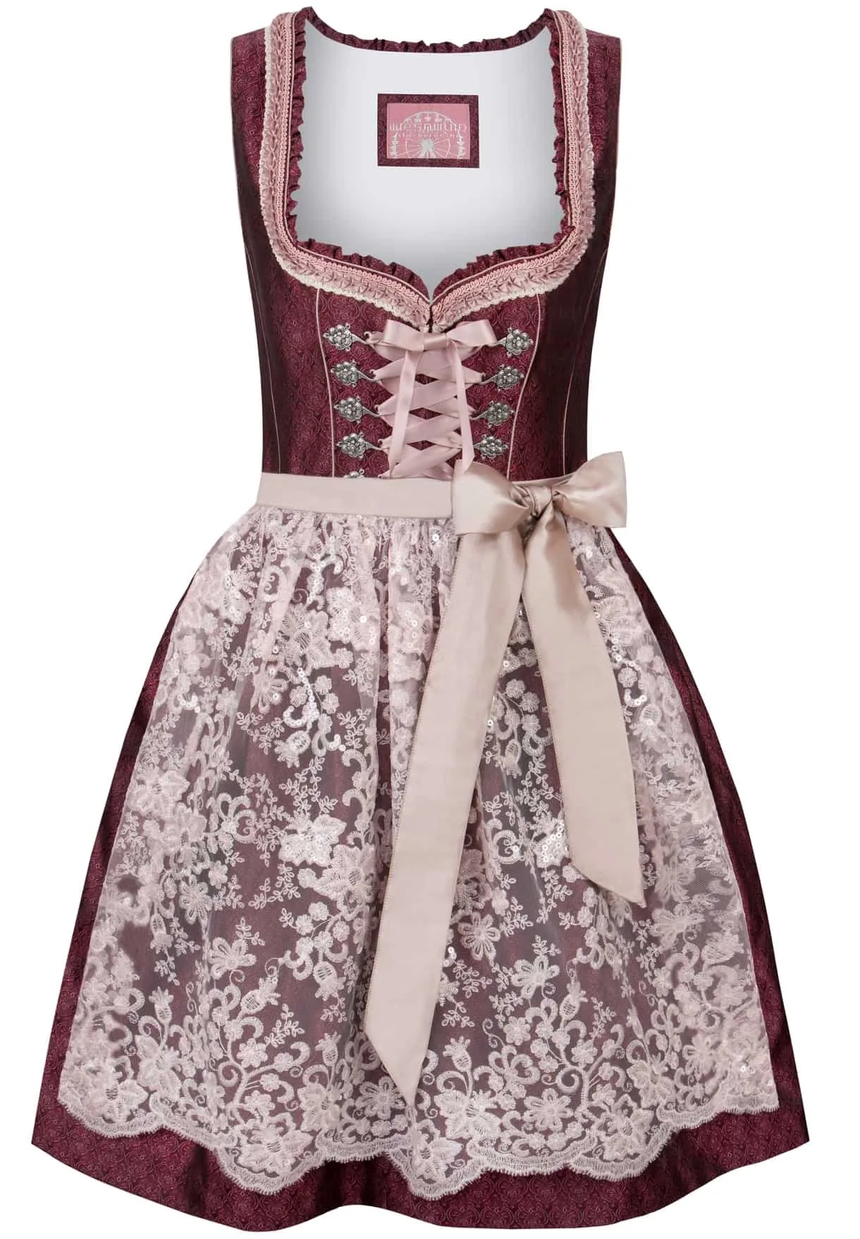 Dirndl Rosalinde (bordeaux, Gr. 36) von Wiesnwuid für Damen, 100% Polyester - Stockerpoint - FashionsVida