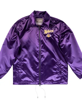 Mens Los Angeles Lakers Nba Old English Faded Satin Jacket - Purple - Size Large - Mitchell & Ness - FashionsVida