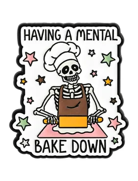 Having A Mental Bake Down Skeleton Chef Brooch Enamel Pins Punk Skeleton Kneading Dough Brooches Bag Lapel Badge Jewelry Gifts - Aliexpress - FashionsVida