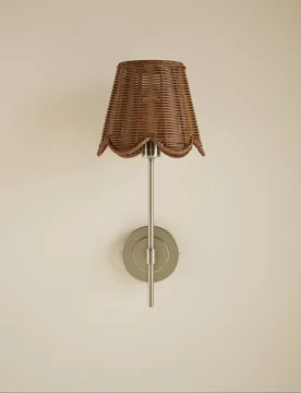 Wicker Scalloped Wall Light Natural - M&S - FashionsVida