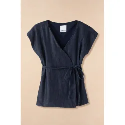 Chaleco de mujer denim y midi