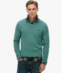 Superdry Herren Baumwoll-strickpullover mit Reißverschluss Green - Größe: L