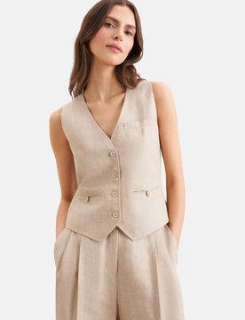 Anzugweste aus 100% Leinen Beige 42