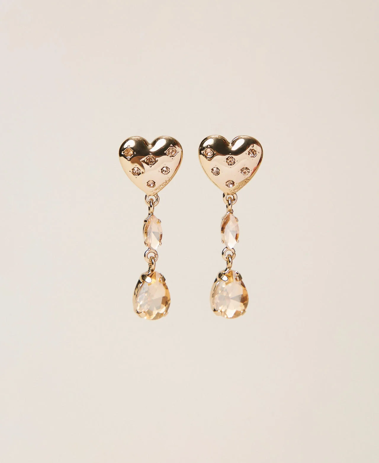Boucles d'oreilles en caur avec pendentifs strassés - TWINSET - FashionsVida