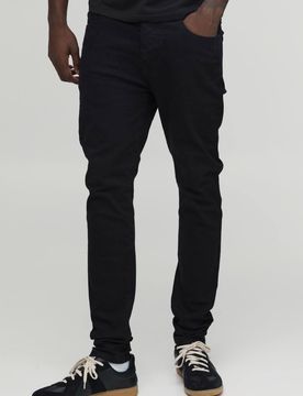 Herren Basic Skinny-Fit Jeans Hosen True Black Größe 44R