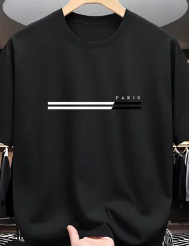 Camiseta de manga corta de cuello redondo con estampado de letras, casual y versátil para uso diario - Shein - FashionsVida