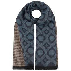 Two Patterns Cotton Scarf by - blue-grey - Size: One Size