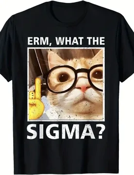 Uh What Is Sigma Funny Cat Meme T-Shirt Women Round Neckline Casual Short Sleeve Aesthetic Clothes Funny Women Clothes - Aliexpress - FashionsVida