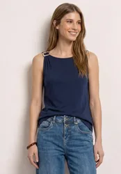 Top mit Rundhals und Schulterdetail female Blau