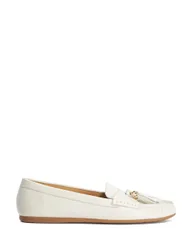 Leather Tassel Flat Loafers White female