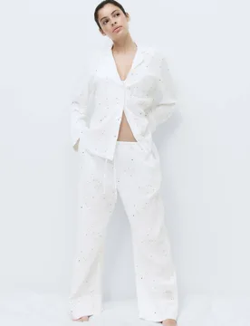 Muslin Cool Comfort™ Star Revere Pyjama Set White Mix female - M&S - FashionsVida
