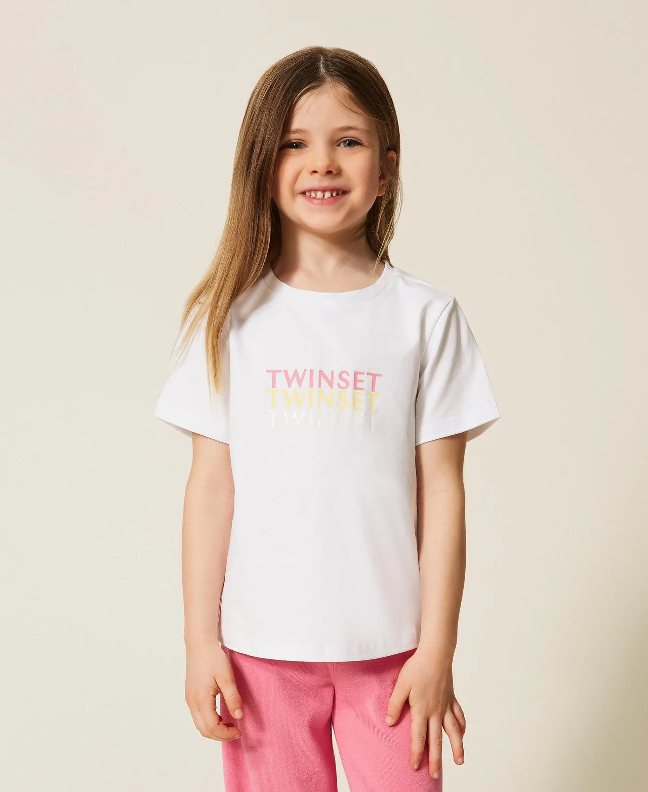 T-shirt pour fille avec logo multicolore - TWINSET - FashionsVida