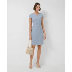 Vestido recto manga corta tweed