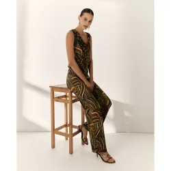 Pantalones rectos de mujer largo étnico