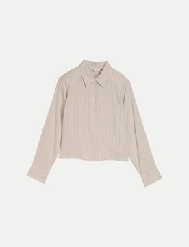 Boxy- Fit Hemdbluse mit Schleifen-Detail Beige L
