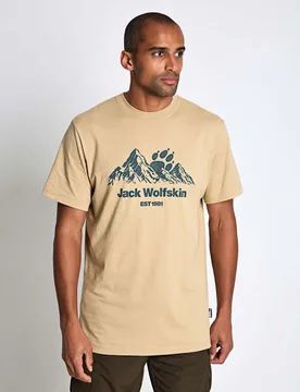 Pure Cotton Crew Neck Graphic T-Shirt Ecru male - Jack Wolfskin - FashionsVida