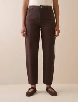 High Waisted Barrel Jeans Chocolate female - Nobody's Child - FashionsVida