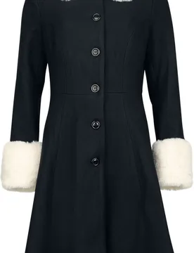 Rockabilly Mantel - XS bis XXL - für Damen - Größe XL - schwarz/weiß - Frauen - female - Voodoo vixen - FashionsVida