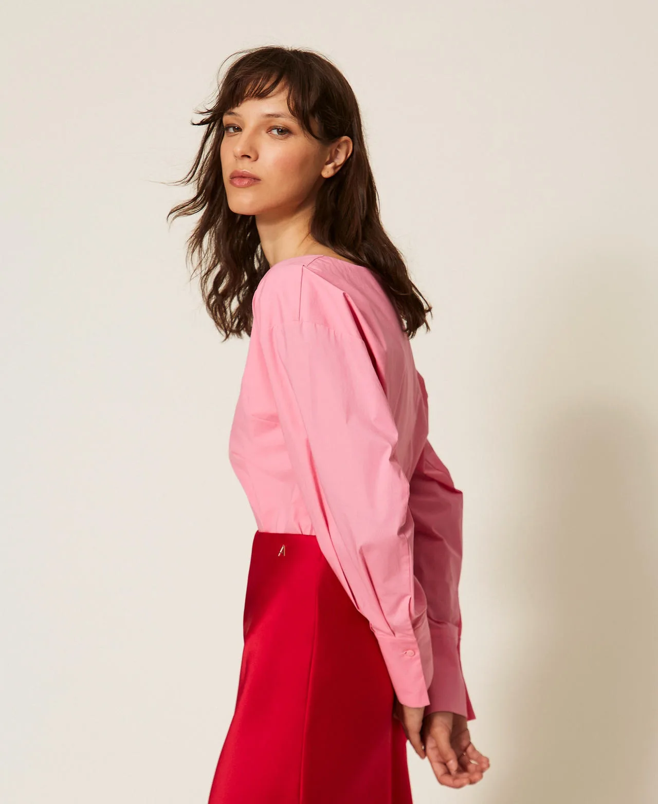 Chemise en popeline avec finition croisée - Actitude by Twinset - FashionsVida