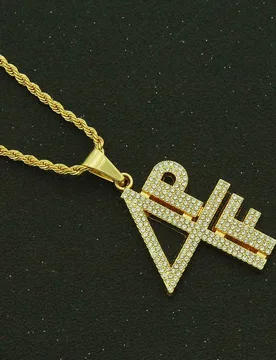 PF Gold Plated Pendant Necklace for Men Hip Hop Bling Zircon Chain Urban Streetwear Rapper Jewelry Gift - Aliexpress - FashionsVida