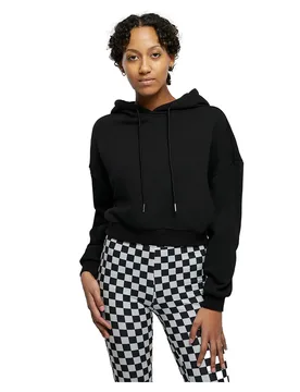 Felpa Con Cappuccio Cropped Heavy Black 4XL - Urban classics - FashionsVida