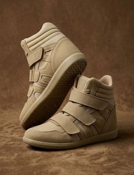 Sneakers alte in finto camoscio - beige