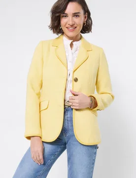 Women's Contrast Suede Collar Jacket in Lemon Size: 20 - Lemon - Size: 20 - Joe browns - FashionsVida