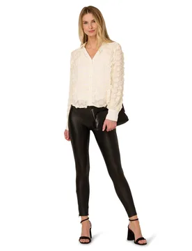 D Flower Woven Blouse - White - Size: XL - Adrianna Papell - FashionsVida