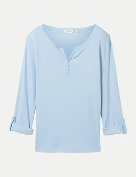 Langarmshirt mit Turn-Up-Funktion Blau M - Tom Tailor Casual - FashionsVida
