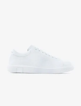 Sneakers Exchange bianche in pelle con logo inciso tono su tono - Armani - FashionsVida